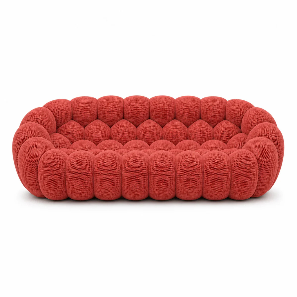 BULÉA Maxi 3-seater round sofa in Coral – studio view