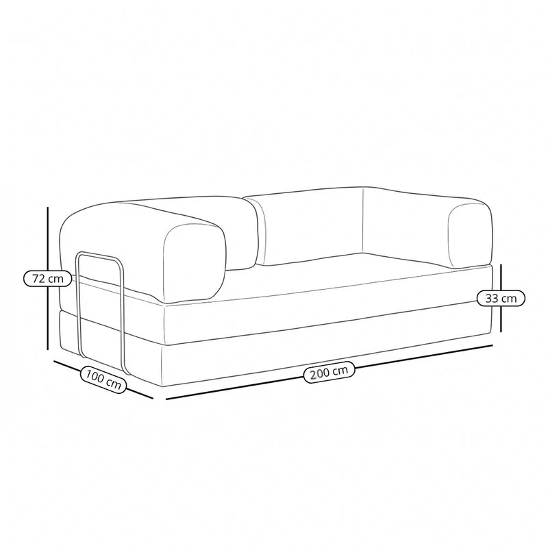 SORA 3-seater sofa bed in Mocha corduroy – dimensions