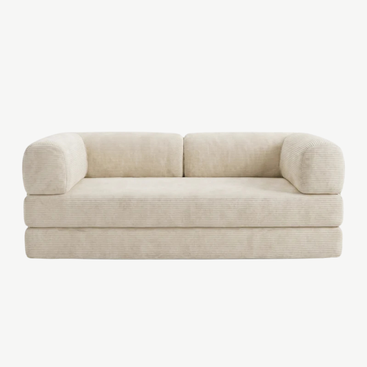 SORA 3-seater sofa bed in Ecru corduroy – studio view