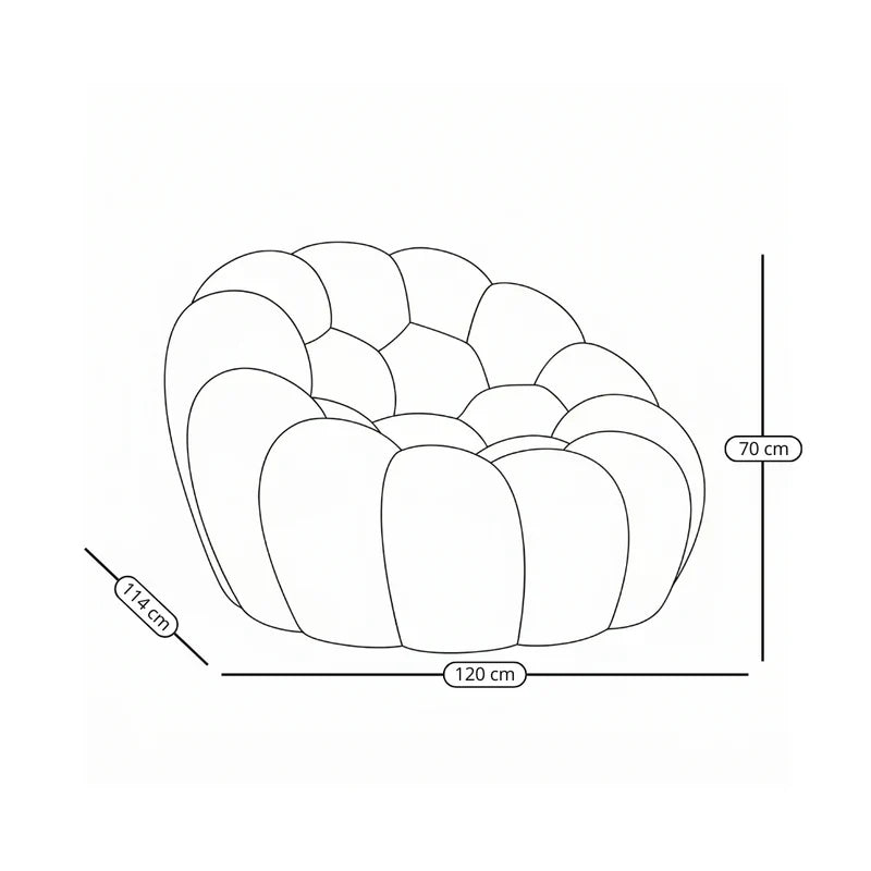BULÉA Mini round armchair in Slate – dimensions