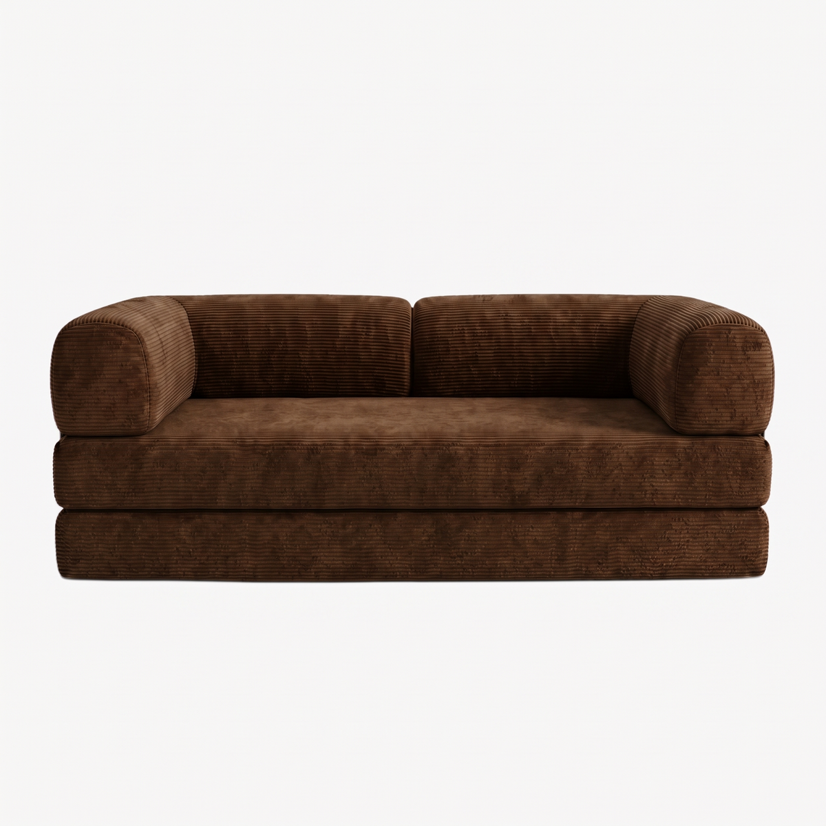 SORA 3-seater sofa bed in Mocha corduroy – studio view