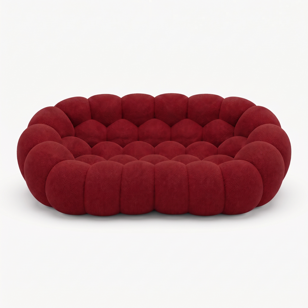 BULÉA 2-seater round sofa in Ruby – studio view