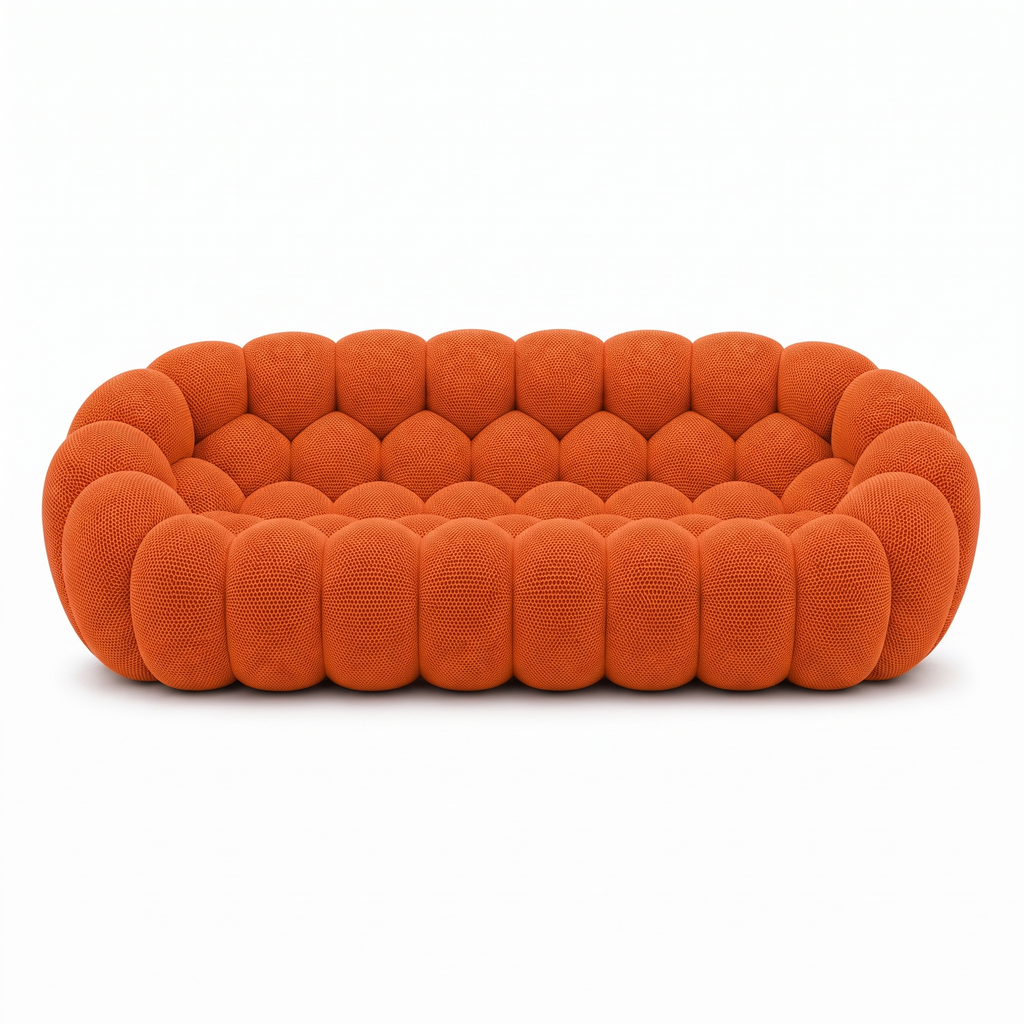 BULÉA Maxi 3-seater round sofa in Tangerine – studio view