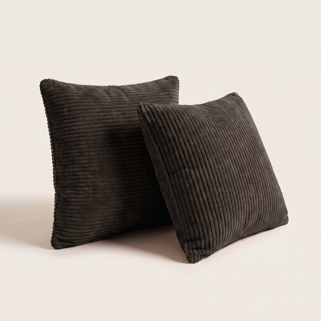 Corduroy cushions, set of 2, in Graphite