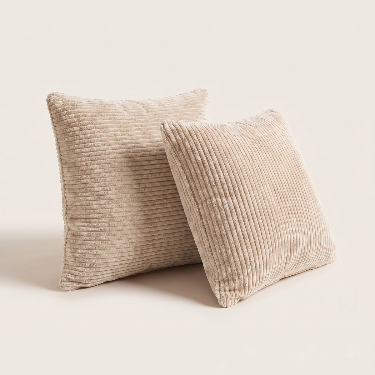 Corduroy cushions, set of 2, in Ecru