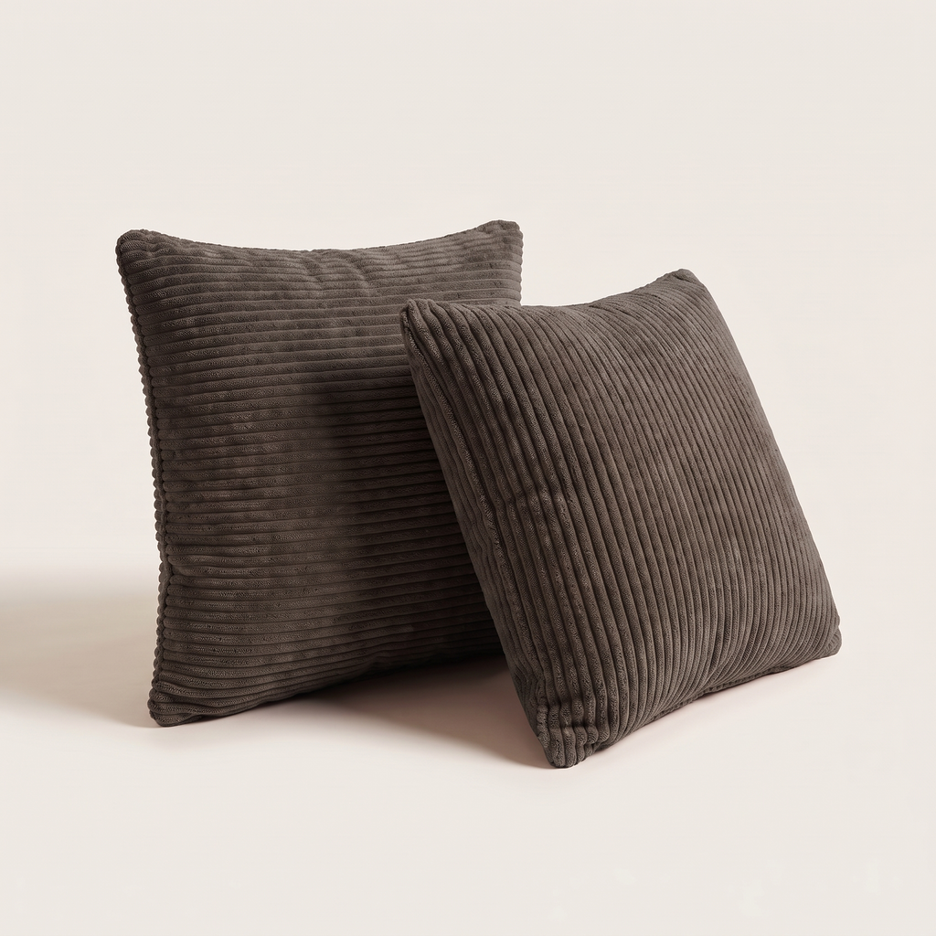 Corduroy cushions, set of 2, in Charcoal