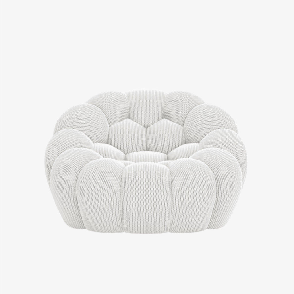 BULÉA Mini round armchair in Snow – studio view