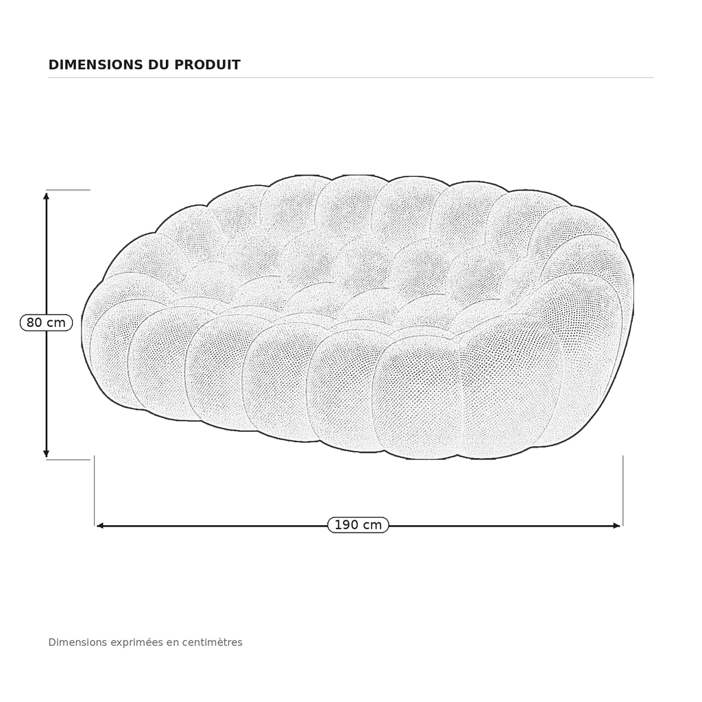 BULÉA 2-seater round sofa in Sunflower – dimensions